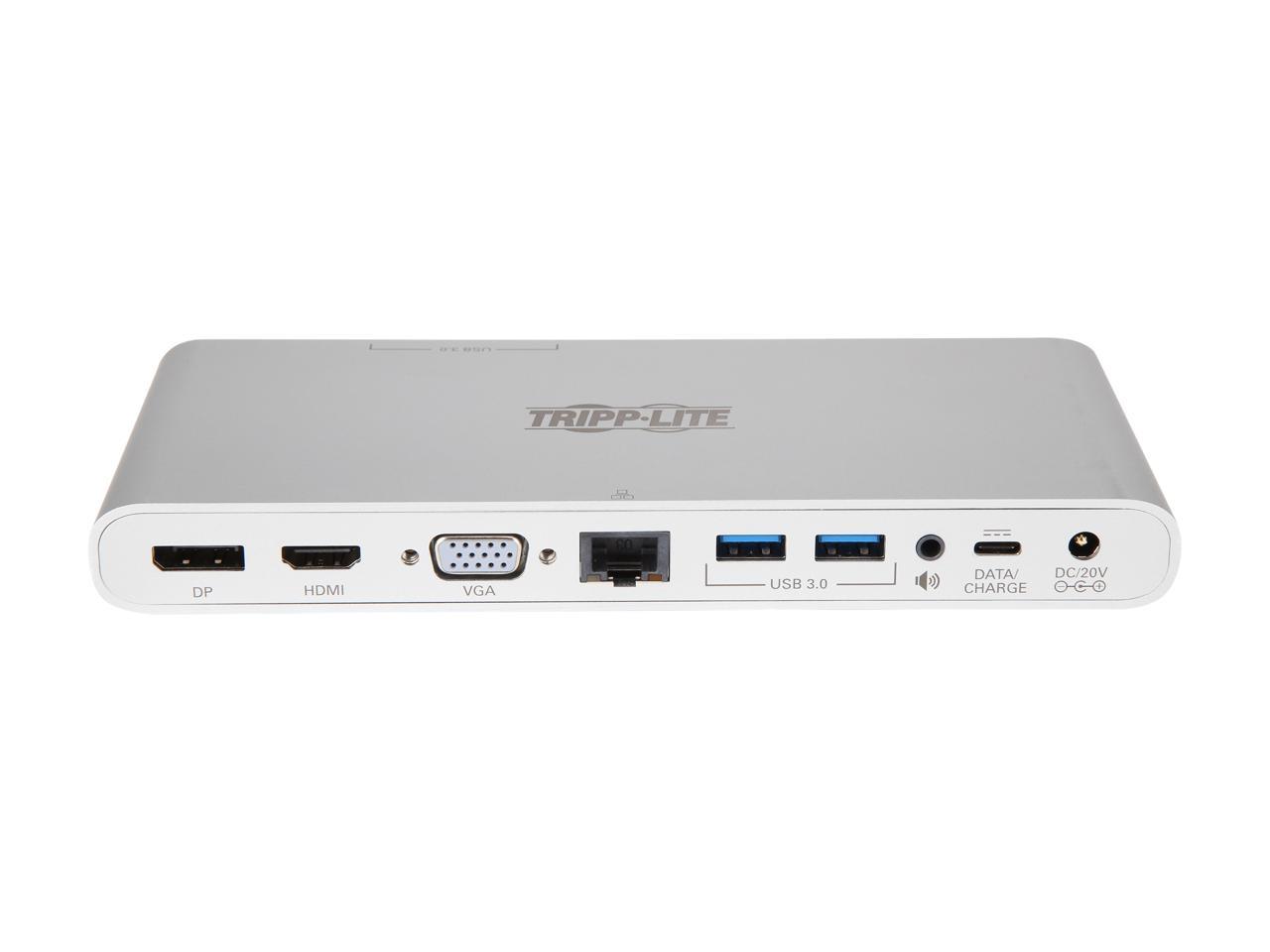 Tripp Lite USB C Docking Station w/USB Hub HDMI VGA DP Gbe PD Charging 4K (U442-DOCK4-S)