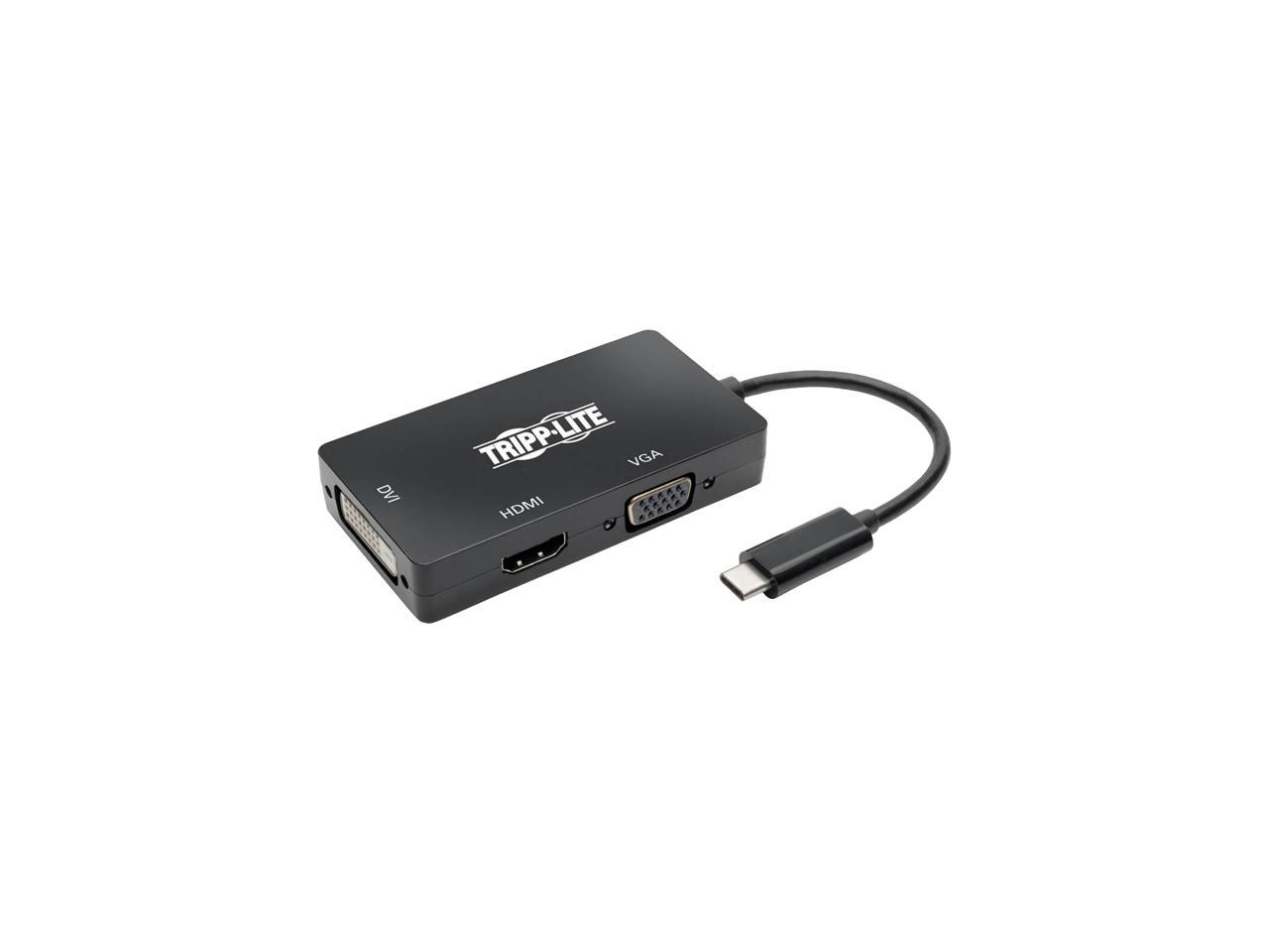 Tripp Lite USB C Multiport Adapter HDMI / DVI / VGA 4Kx2K USB Type C Black (U444-06N-HDV4KB)