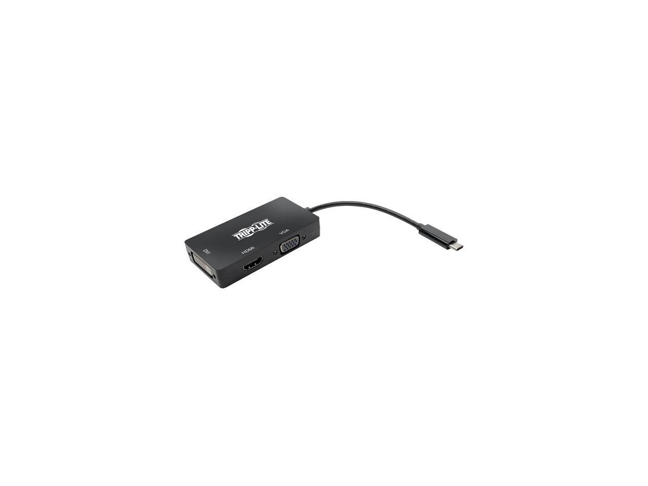 Tripp Lite USB C Multiport Adapter HDMI / DVI / VGA 4Kx2K USB Type C Black (U444-06N-HDV4KB)