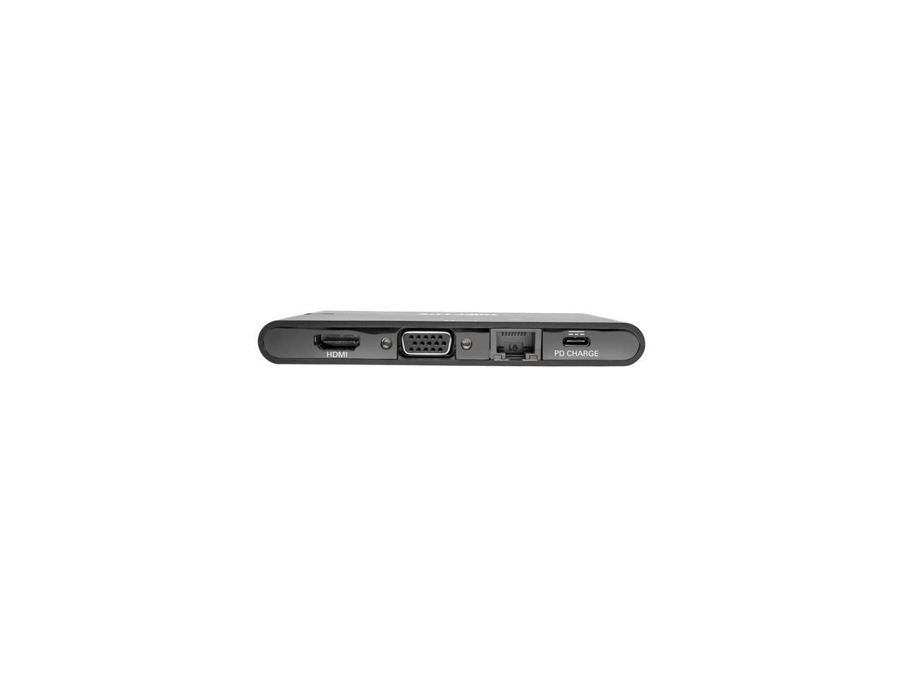 Tripp Lite USB C Docking Station HDMI VGA GbE PD Charging USB Hub 4K Black (U442-DOCK3-B)