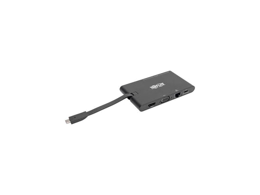 Tripp Lite USB C Docking Station HDMI VGA GbE PD Charging USB Hub 4K Black (U442-DOCK3-B)