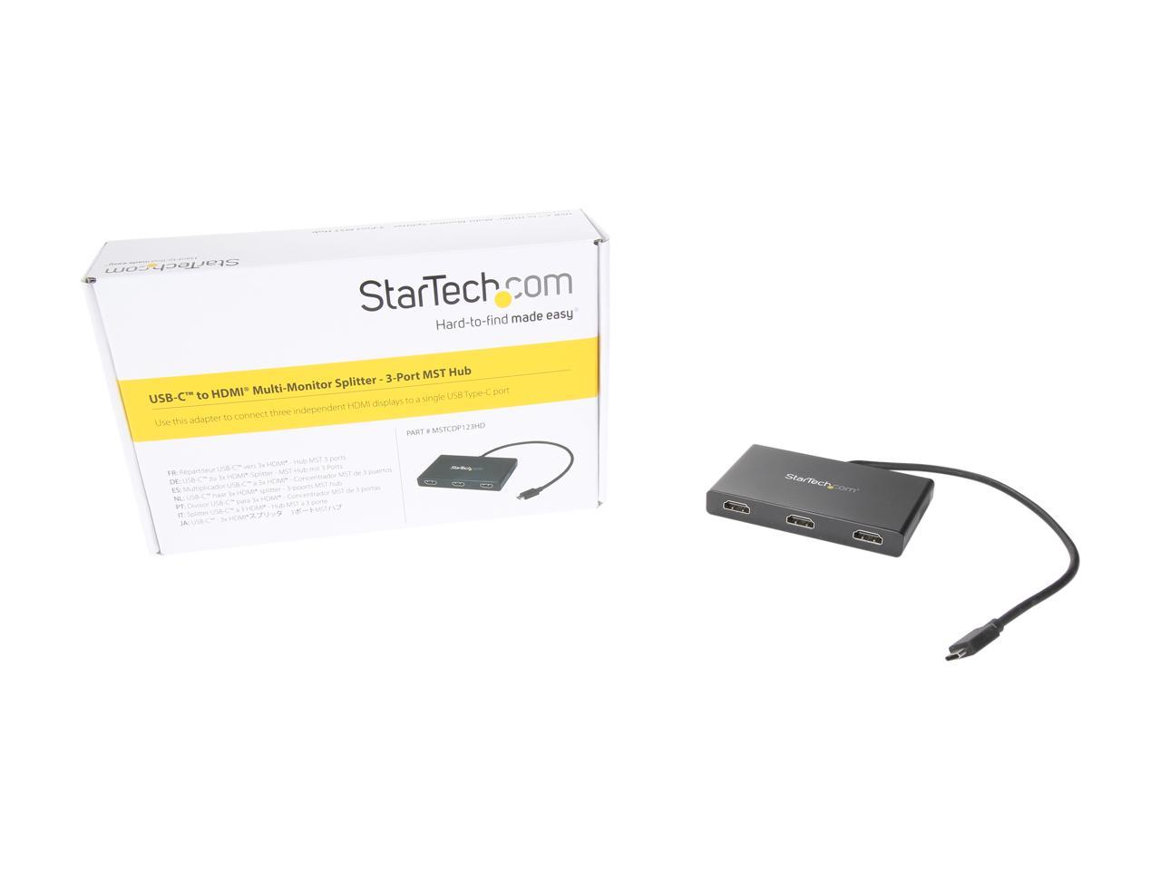 StarTech.com MSTCDP123HD 3-Port USB-C to HDMI MST Hub - 4K 30Hz - Multi-Monitor Video Splitter - Windows and Thunderbolt 3 Compatible (MSTCDP123HD)