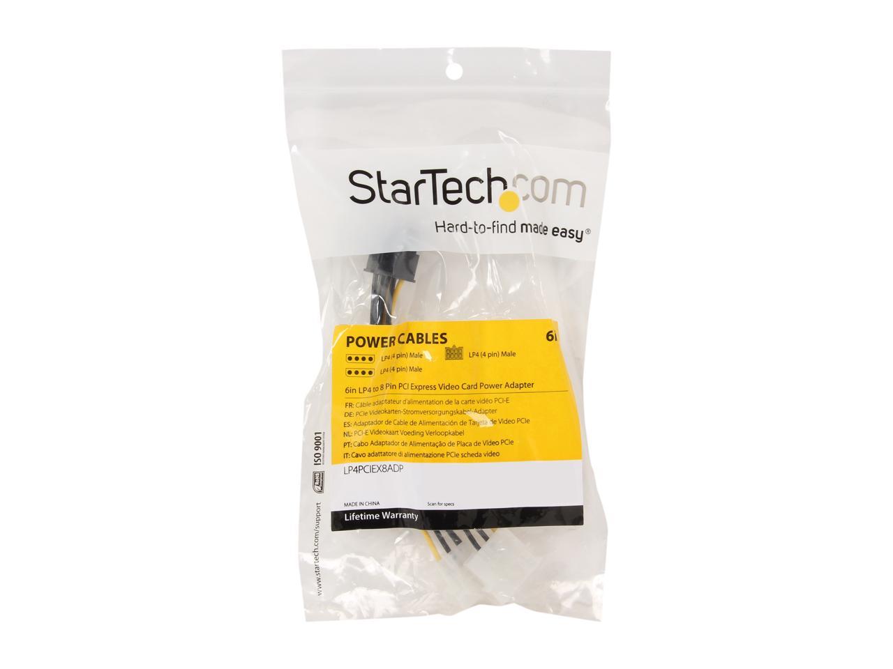 StarTech.com LP4PCIEX8ADP 6.1 in. LP4 to 8 Pin PCI Express Video Card Power Cable Adapter Male to Male