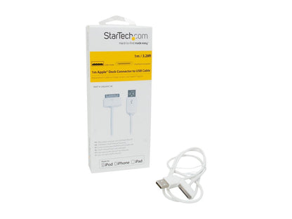 StarTech.com USB2ADC1M White Apple Dock Connector to USB Cable for iPod / iPhone / iPad