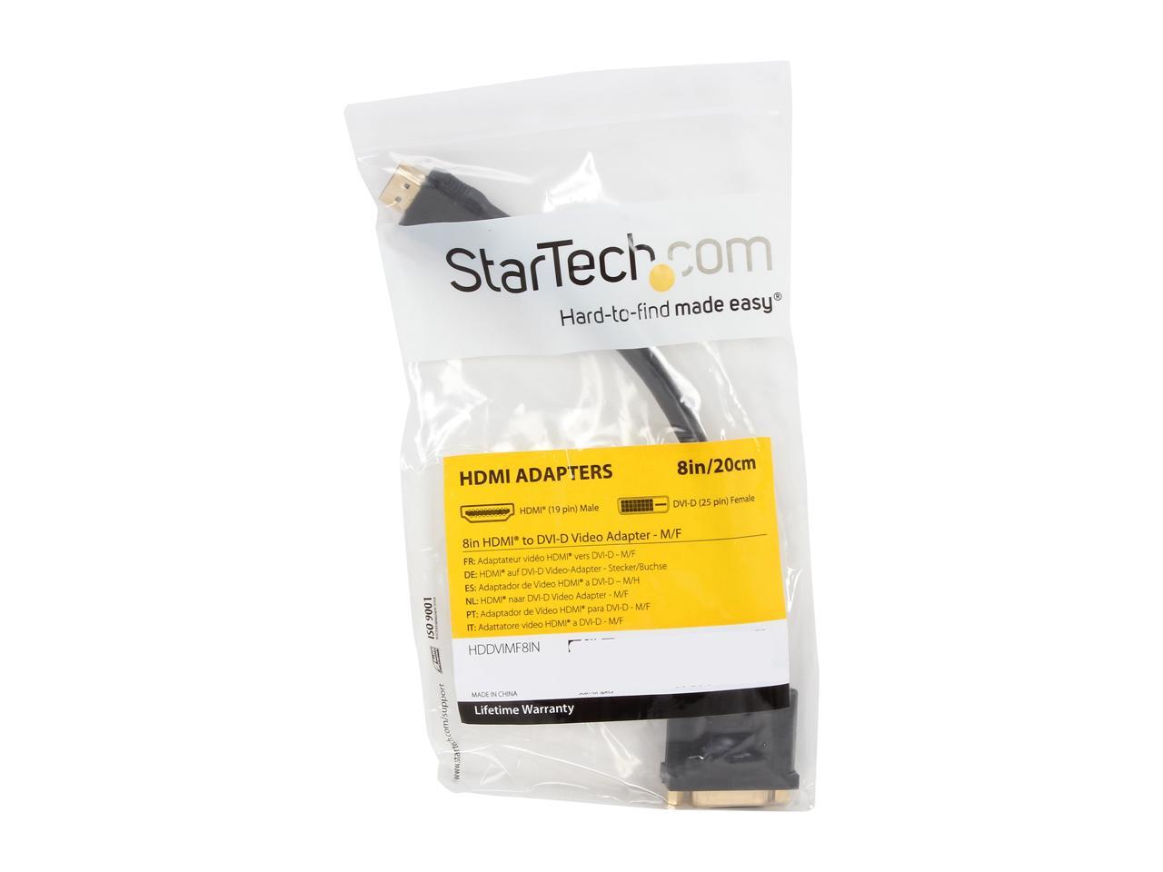 StarTech.com HDDVIMF8IN 8in HDMI to DVI-D Video Cable Adapter - HDMI Male to DVI Female - HDMI to DVI Dongle Adapter Cable
