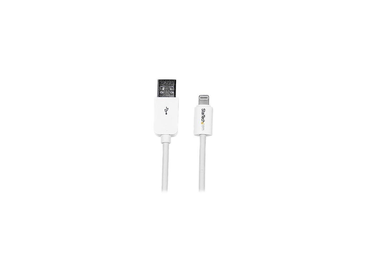 StarTech.com USBLT2MW 2m (6ft) Long White Apple® 8-pin Lightning Connector to USB Cable for iPhone / iPod / iPad - Charge and Sync Cable