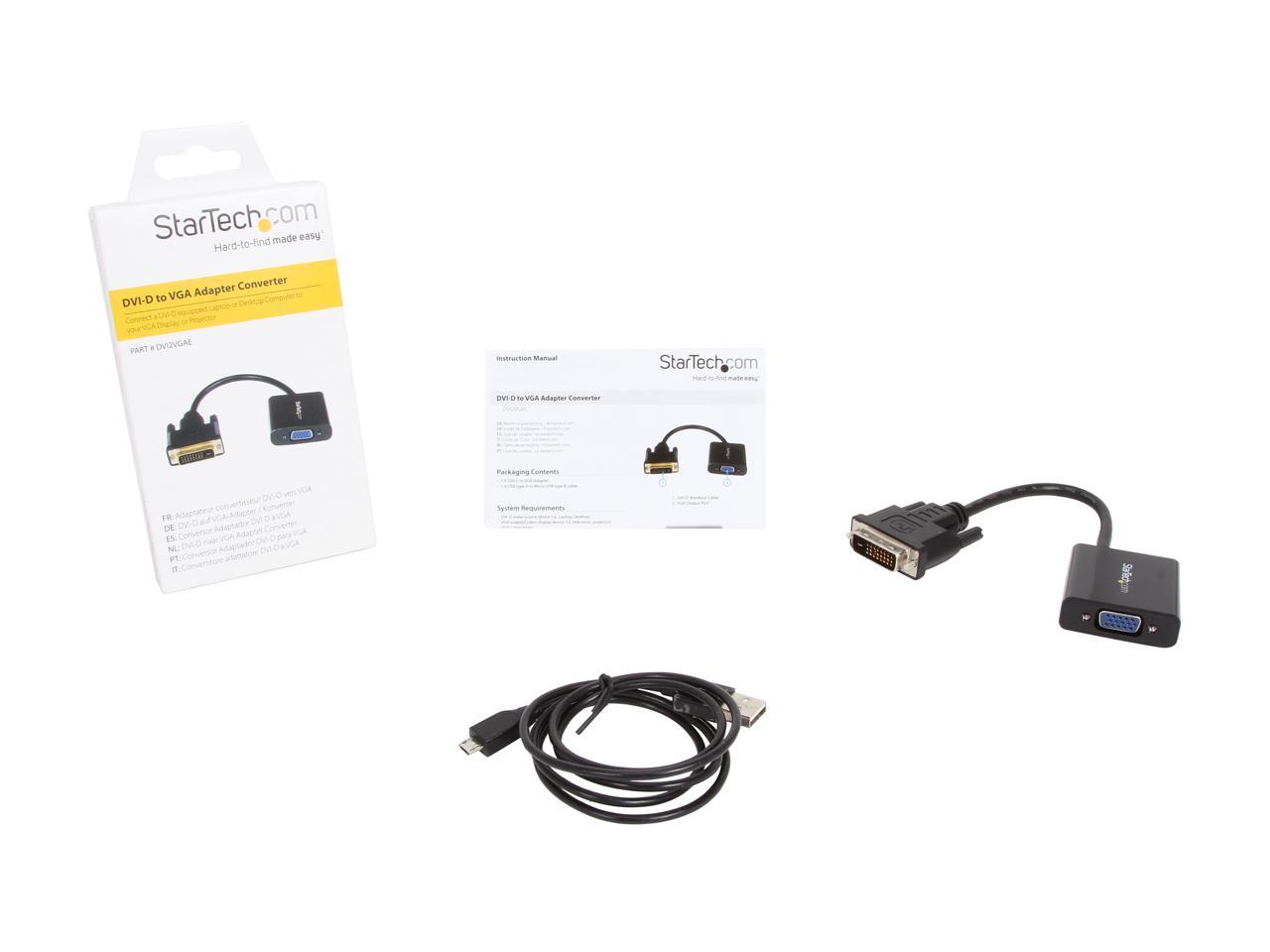 StarTech.com DVI2VGAE DVI-D to VGA Active Adapter Converter Cable - 1080p - DVI to VGA Converter box