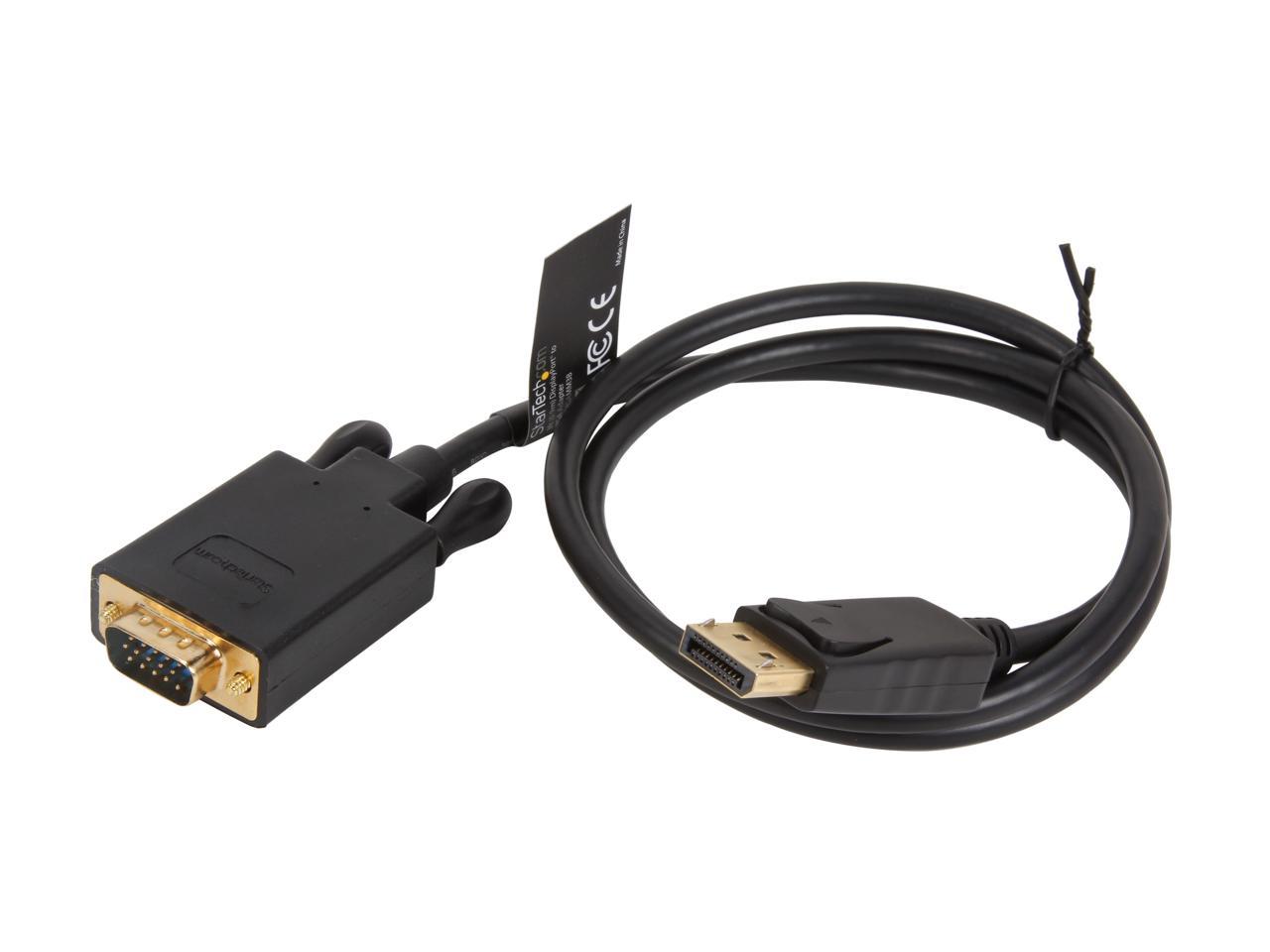 StarTech DP2VGAMM3B 3 ft. DisplayPort to VGA Adapter Cable - DP to VGA Video Converter - Active DisplayPort to VGA Cable for PC 1920 x 1200 - Black