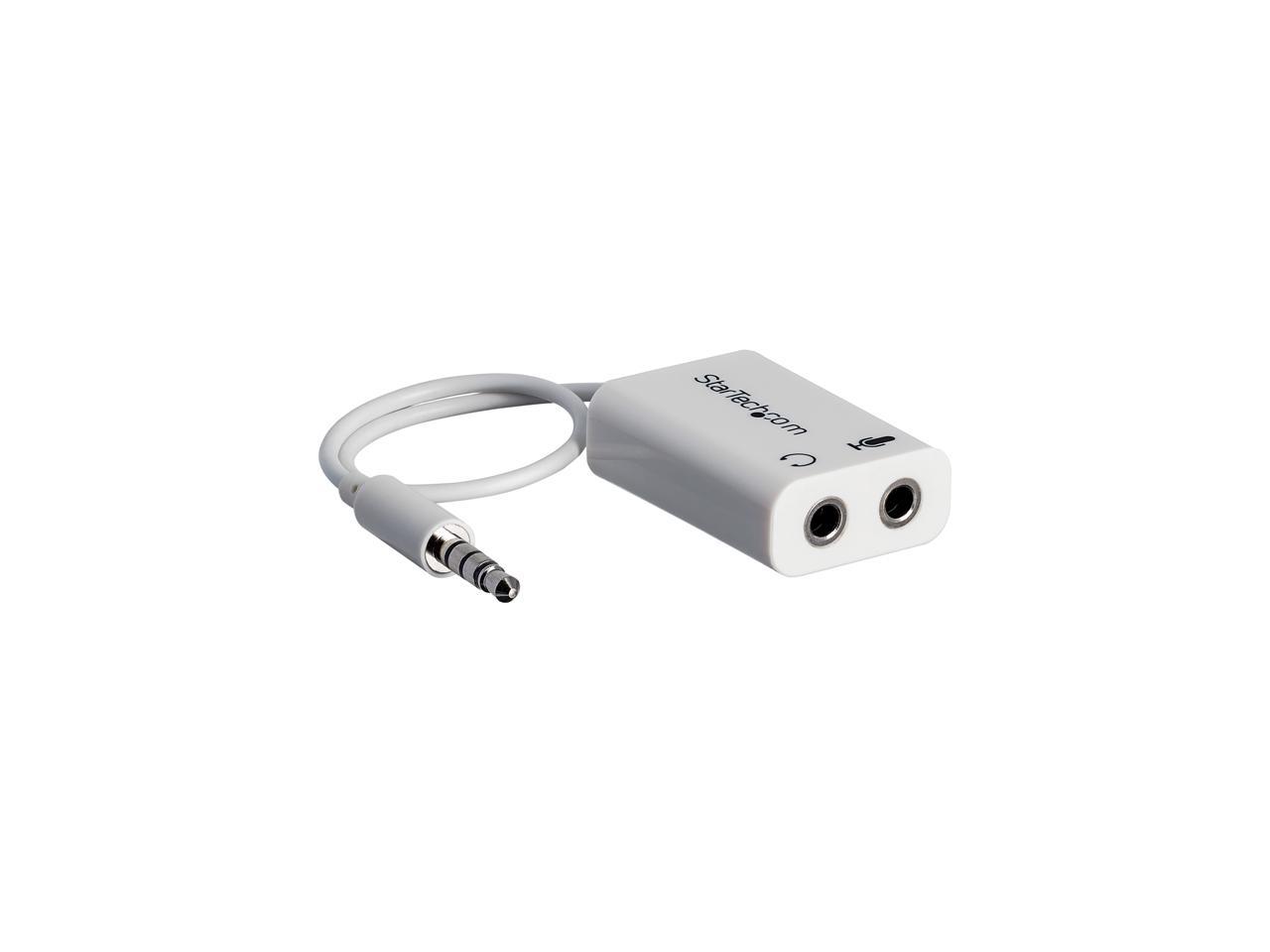 StarTech MUYHSMFFADW 3.5mm 4 Position to 2 x 3 Position 3.5mm Headset Splitter Adapter M/F - White Headphone Microphone Splitter - 4 pin / 4 pole