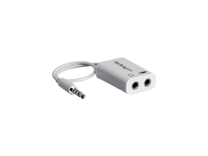 StarTech MUYHSMFFADW 3.5mm 4 Position to 2 x 3 Position 3.5mm Headset Splitter Adapter M/F - White Headphone Microphone Splitter - 4 pin / 4 pole