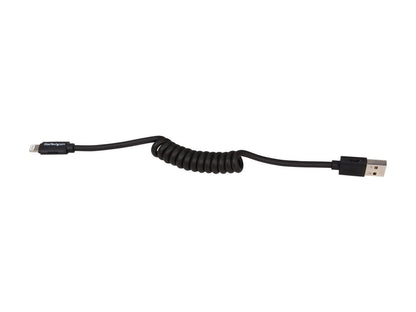 StarTech.com USBCLT30CMB Black Coiled Black Apple 8-pin Lightning Connector to USB Cable for iPhone / iPod / iPad