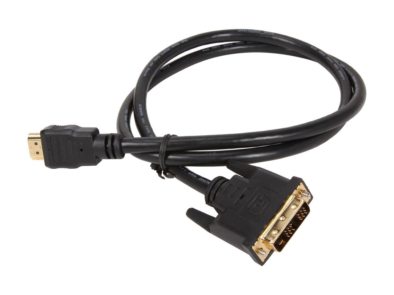 StarTech.com HDDVIMM3 3 ft HDMI to DVI-D Cable - HDMI to DVI Adapter / Converter Cable - 1x DVI-D Male, 1x HDMI Male - Black, 3 feet