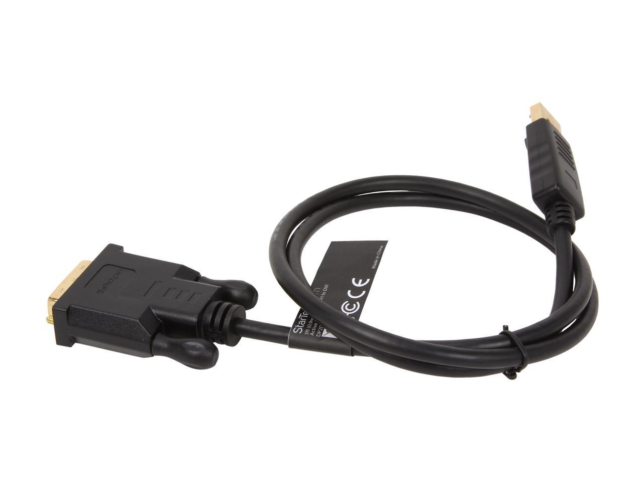 StarTech.com DP2DVIMM3BS 3 foot DisplayPort to DVI Active Adapter Converter Cable - 3 ft (0.9m) Active DP to DVI M/M Cable for PC - 1920x1200 - Black