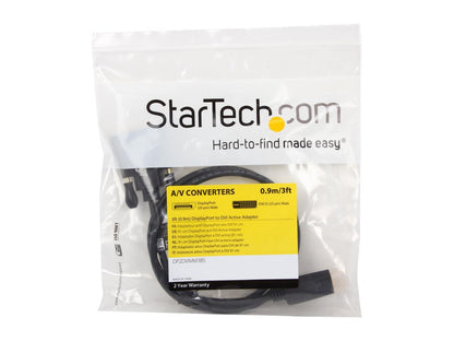 StarTech.com DP2DVIMM3BS 3 foot DisplayPort to DVI Active Adapter Converter Cable - 3 ft (0.9m) Active DP to DVI M/M Cable for PC - 1920x1200 - Black
