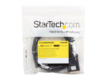 StarTech.com DP2DVIMM6BS 6 ft DisplayPort to DVI Active Adapter Converter Cable - 6ft (1.8m) Active DP to DVI M/M Cable for PC - 1920x1200 - Black