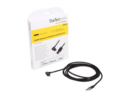 StarTech.com USBLT2MBR Black Angled Black Apple 8-pin Lightning Connector to USB Cable for iPhone / iPod / iPad