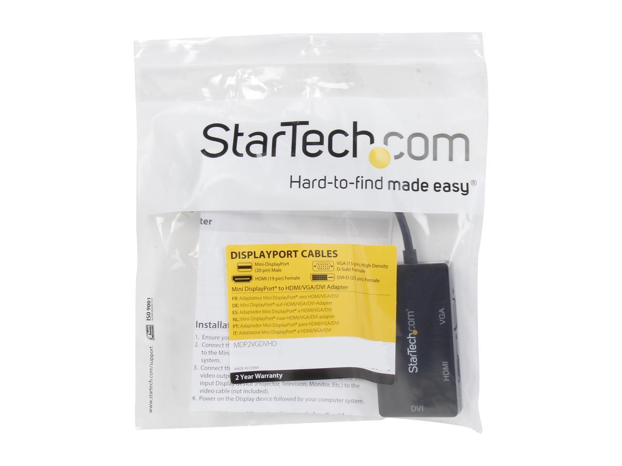 StarTech.com MDP2VGDVHD Mini DisplayPort Adapter - 3-in-1 - 1080p - Monitor Adapter - Mini DP to HDMI / VGA / DVI Adapter Hub