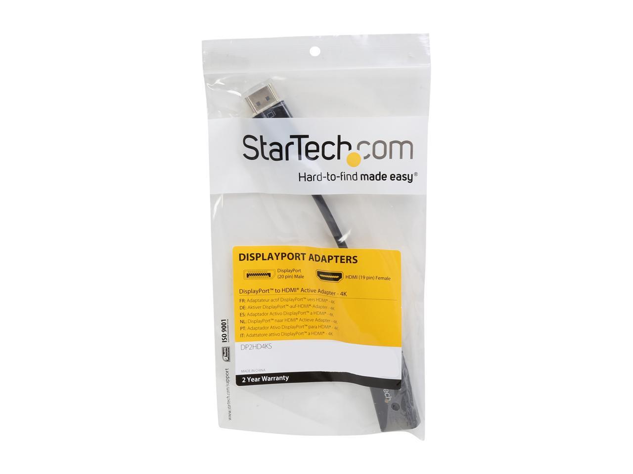 StarTech.com DP2HD4KS DisplayPort to HDMI 4K Audio / Video Converter – DisplayPort 1.2 to HDMI Active Adapter for DP-enabled Computers – 4K @ 30Hz