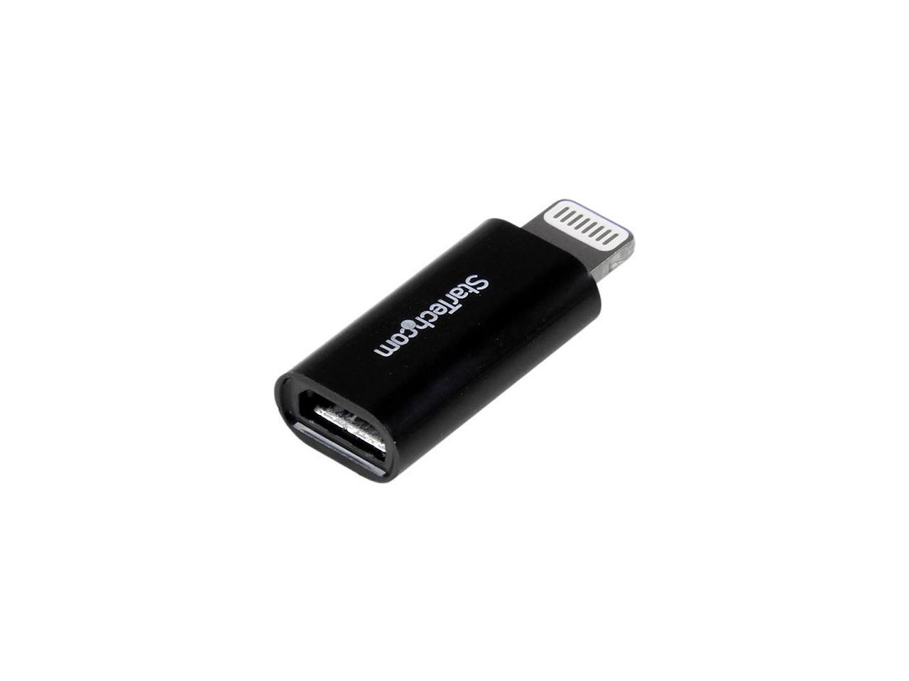 StarTech.com Black Apple 8-pin Lightning Connector to Micro USB Adapter for iPhone / iPod / iPad