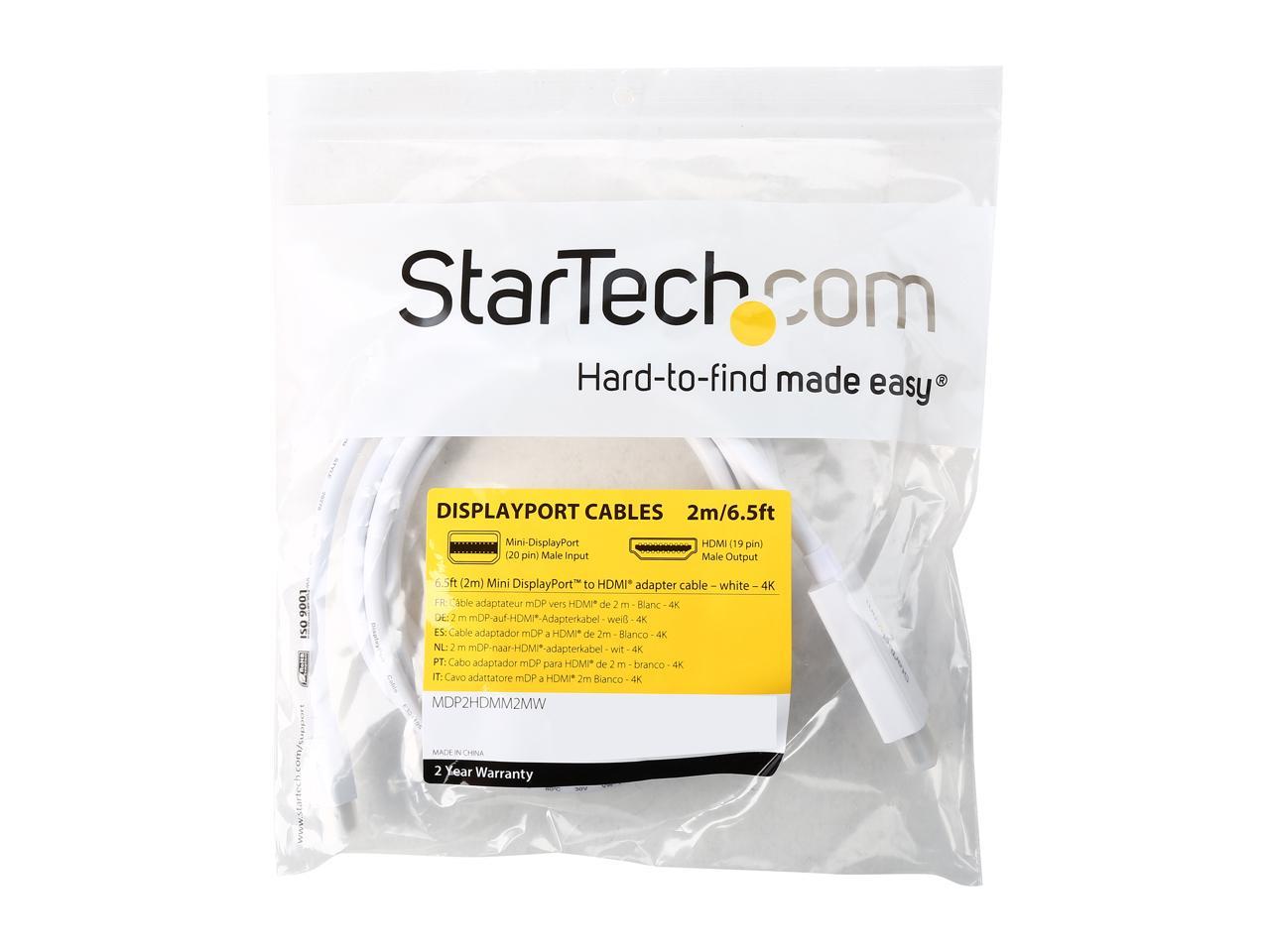 StarTech.com Model MDP2HDMM2MW Mini DisplayPort to HDMI converter cable - 4K Male to Male
