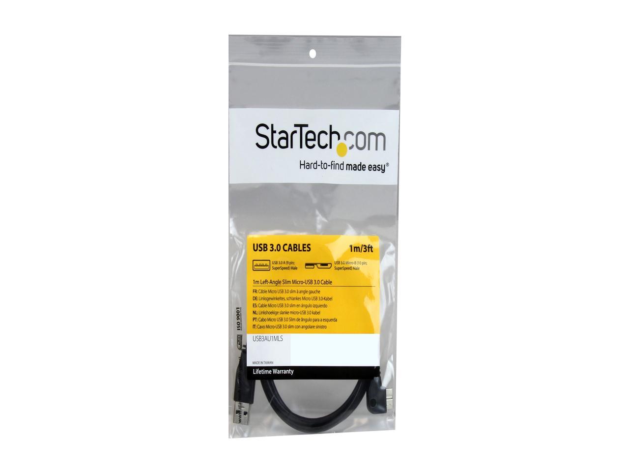 StarTech.com 1m 3 ft Slim Micro USB 3.0 Cable - M/M - USB 3.0 A to Left-Angle Micro USB - USB 3.1 Gen 1 (5 Gbps)
