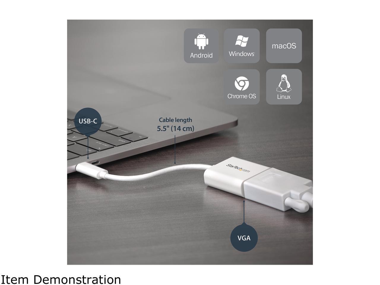 StarTech.com CDP2VGAW USB-C to VGA Adapter - White - 1080p - Video Converter For Your MacBook Pro / Projector / VGA Display (CDP2VGAW)