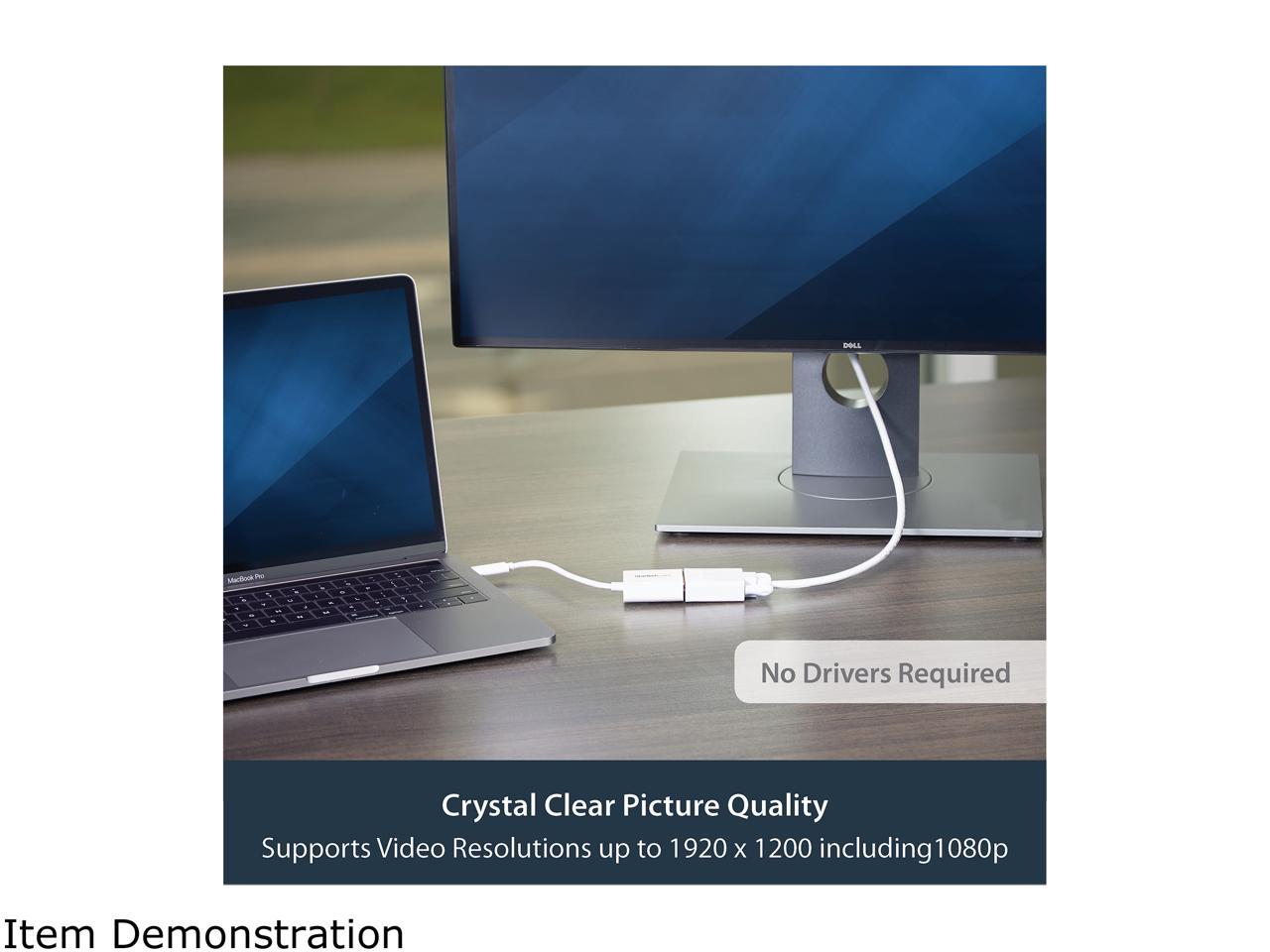 StarTech.com CDP2VGAW USB-C to VGA Adapter - White - 1080p - Video Converter For Your MacBook Pro / Projector / VGA Display (CDP2VGAW)