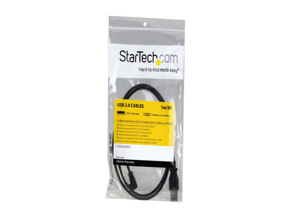 StarTech.com 1m 3 ft Right Angle Micro-USB Charge-and-Sync Cable M/M - USB 2.0 A to Micro-USB - 28/24 AWG