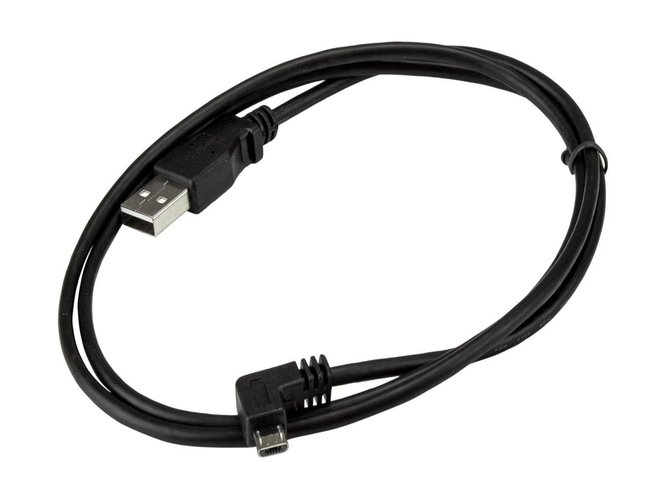 StarTech.com 1m 3 ft Right Angle Micro-USB Charge-and-Sync Cable M/M - USB 2.0 A to Micro-USB - 28/24 AWG