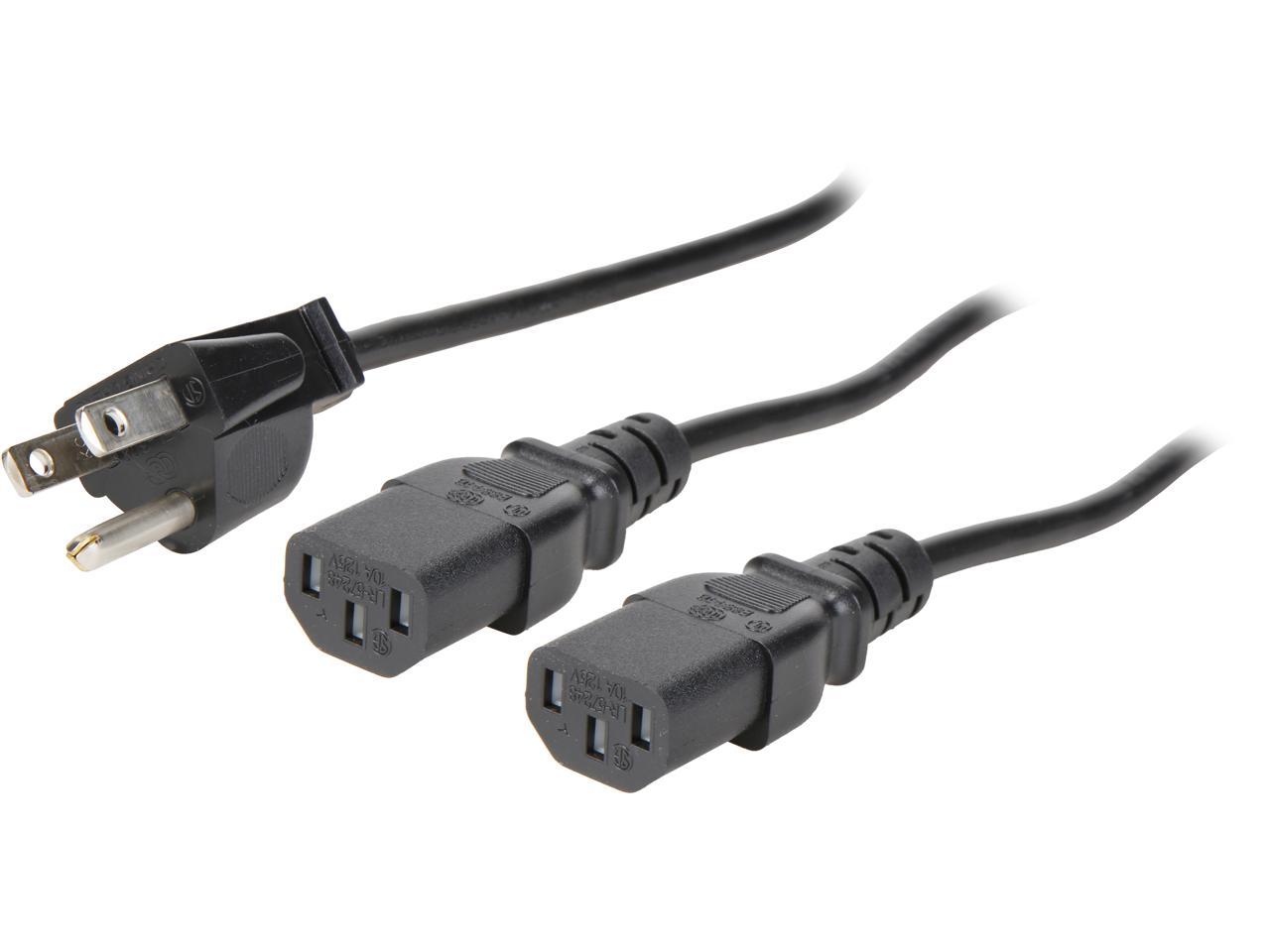 StarTech.com Model PXT101Y10 10 ft. Computer Power Cord - NEMA 5-15P to 2x C13