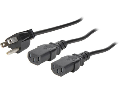 StarTech.com Model PXT101Y10 10 ft. Computer Power Cord - NEMA 5-15P to 2x C13