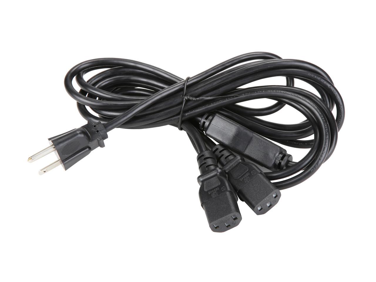 StarTech.com Model PXT101Y10 10 ft. Computer Power Cord - NEMA 5-15P to 2x C13