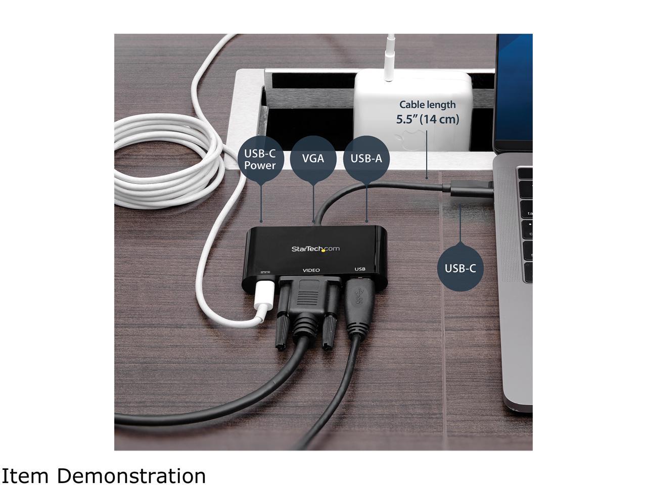 StarTech CDP2VGAUACP USB-C VGA Multiport Adapter - USB-A Port - with Power Delivery (USB PD) - USB C Adapter Converter - USB C Dongle
