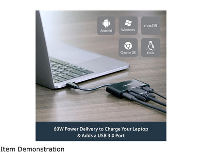 StarTech CDP2VGAUACP USB-C VGA Multiport Adapter - USB-A Port - with Power Delivery (USB PD) - USB C Adapter Converter - USB C Dongle