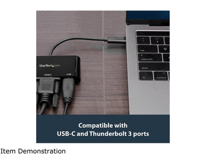 StarTech CDP2VGAUACP USB-C VGA Multiport Adapter - USB-A Port - with Power Delivery (USB PD) - USB C Adapter Converter - USB C Dongle
