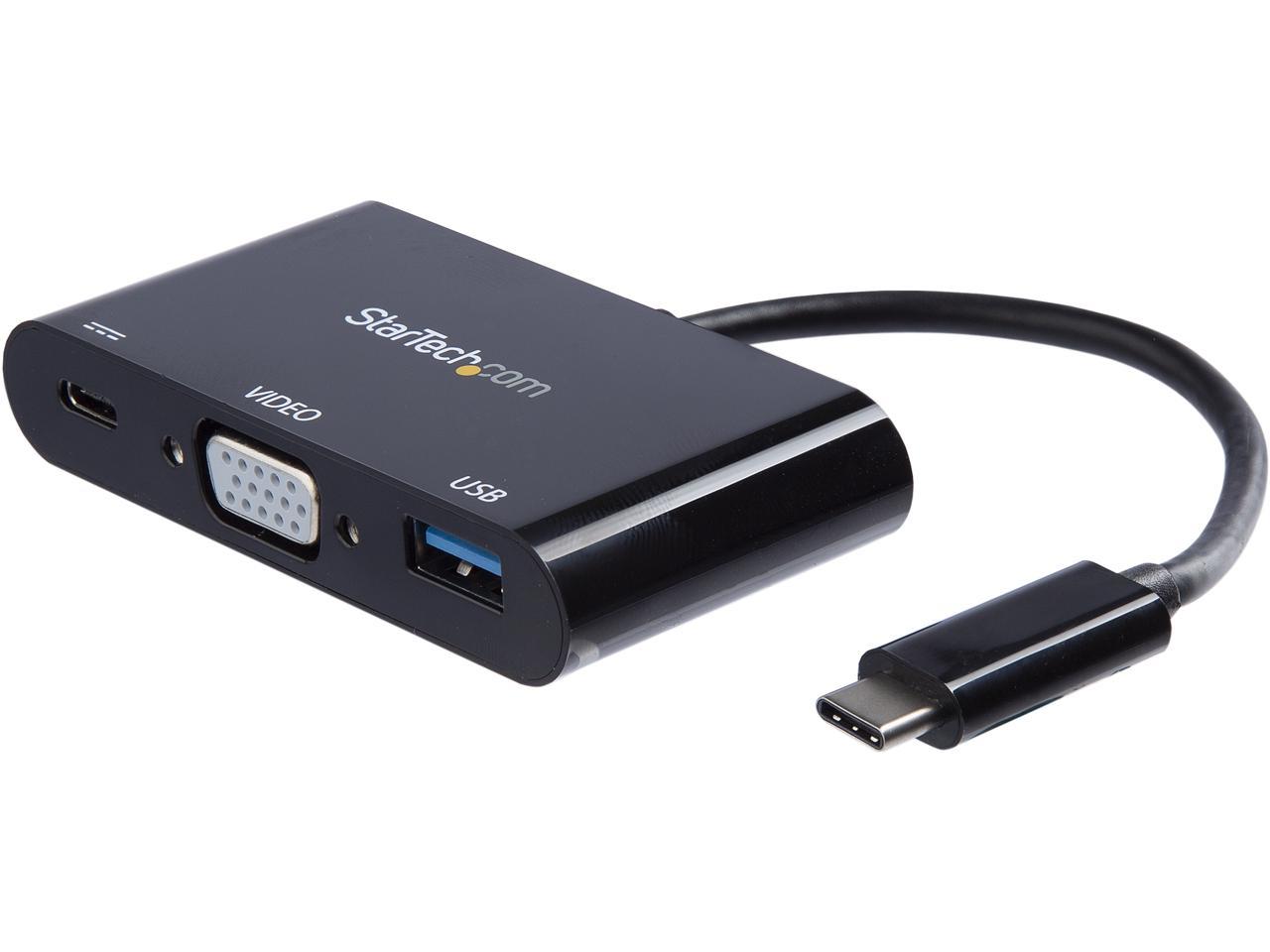 StarTech CDP2VGAUACP USB-C VGA Multiport Adapter - USB-A Port - with Power Delivery (USB PD) - USB C Adapter Converter - USB C Dongle