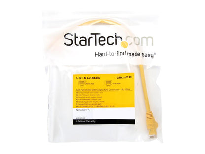 StarTech N6PATCH1YL StarTech.com Cat6 Patch Cable - 1 ft. - Yellow Ethernet Cable - Snagless RJ45 Cable - Ethernet Cord - Cat 6 Cable - 1 ft.