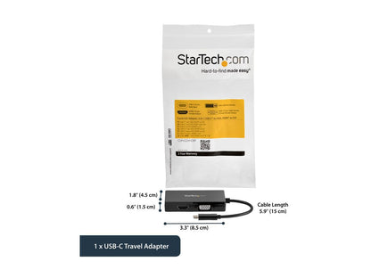 StarTech.com CDPVGDVHDBP USB-C Multiport Video Adapter - 4K 30 Hz - USB C to HDMI/DVI / HDMI - USB C Adapter - USB C Dongle - USB C Hub