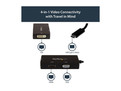 StarTech.com CDPVGDVHDBP USB-C Multiport Video Adapter - 4K 30 Hz - USB C to HDMI/DVI / HDMI - USB C Adapter - USB C Dongle - USB C Hub