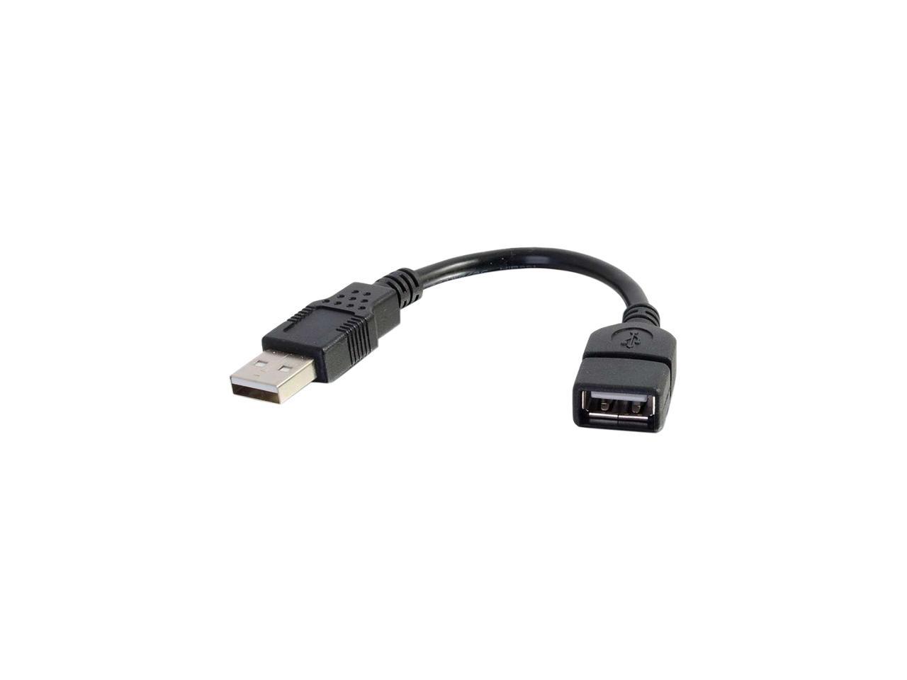 C2G 52119 USB Extension Cable - USB 2.0 A Male to A Female Extension Cable, Black (6 Inches)