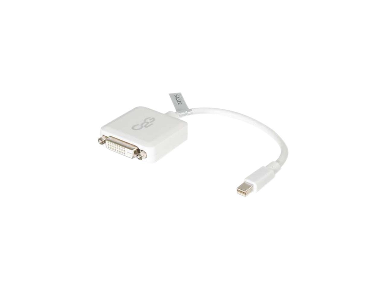 C2G 54312 Mini DisplayPort Male to Single Link DVI-D Female Adapter Converter, TAA Compliant, White (8 Inches)