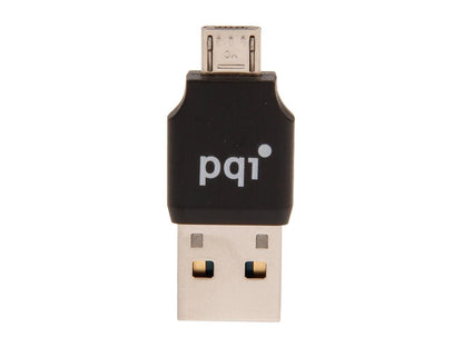 PQI RF01-0016R014J Connect 203, OTG USB Drive, Micro SD Card Reader, Black