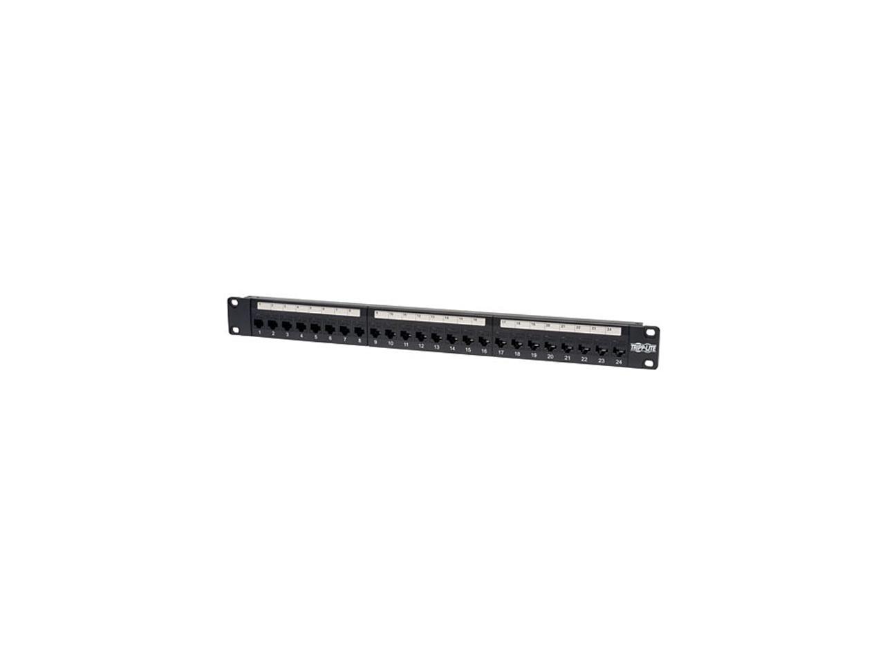 TRIPP LITE 24-Port 1U Rackmount Cat5e Feedthrough Patch Panel, RJ45 Ethernet