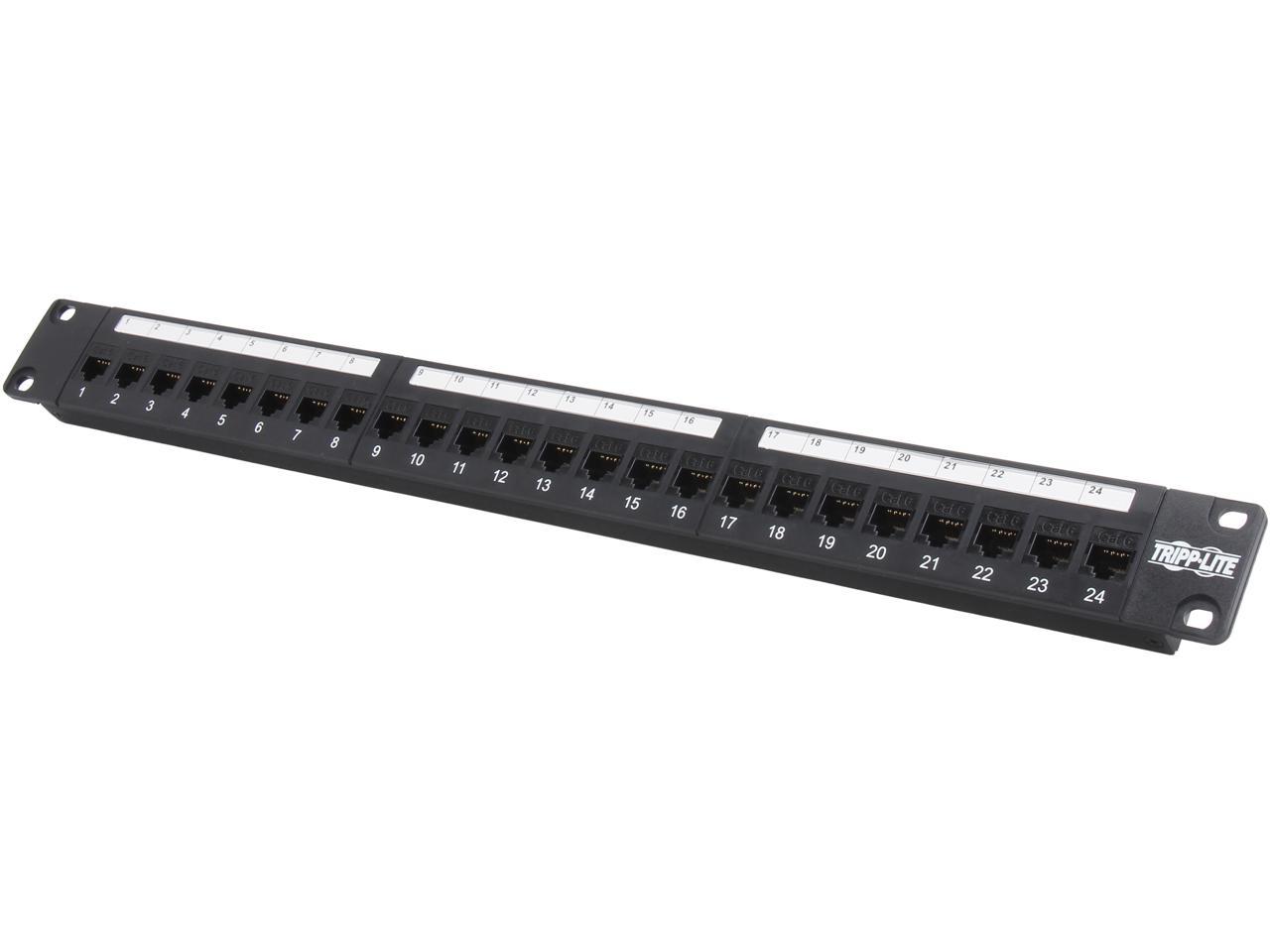 TRIPP LITE 24-Port 1U Rackmount Cat6 Feedthrough Patch Panel, RJ45 Ethernet