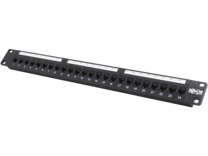TRIPP LITE 24-Port 1U Rackmount Cat6 Feedthrough Patch Panel, RJ45 Ethernet