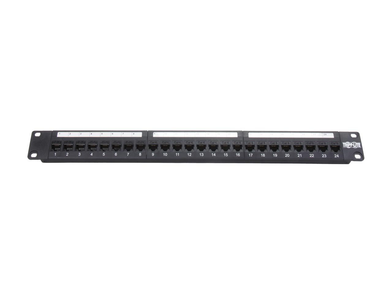 TRIPP LITE 24-Port 1U Rackmount Cat6 Feedthrough Patch Panel, RJ45 Ethernet