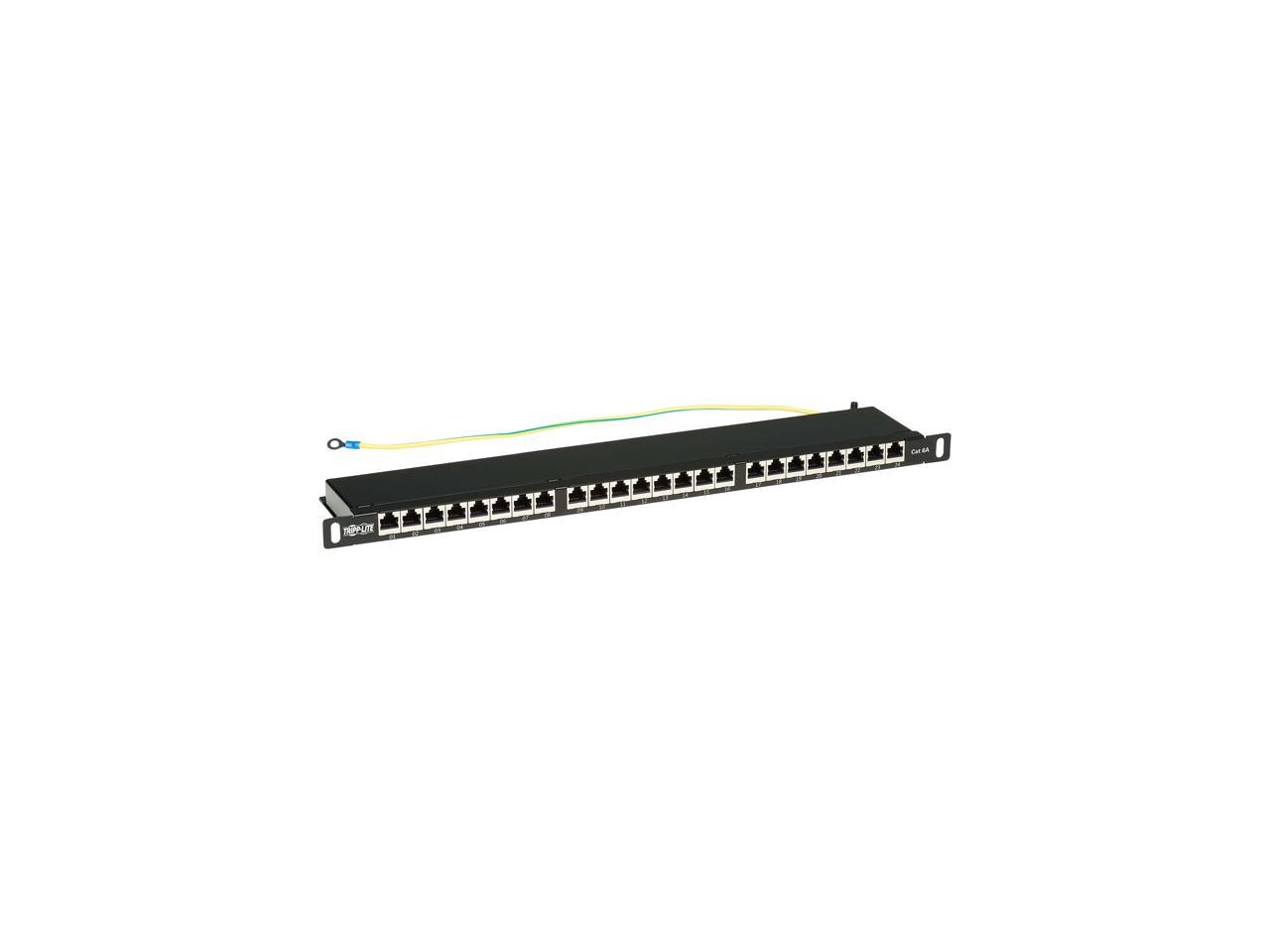 Tripp Lite Cat6a 24-Port High-Density Patch Panel - Shielded, Dual IDC, 568A/B, RJ45 Ethernet, 0.5U Rack-Mount (N252A-024-HUSHK)