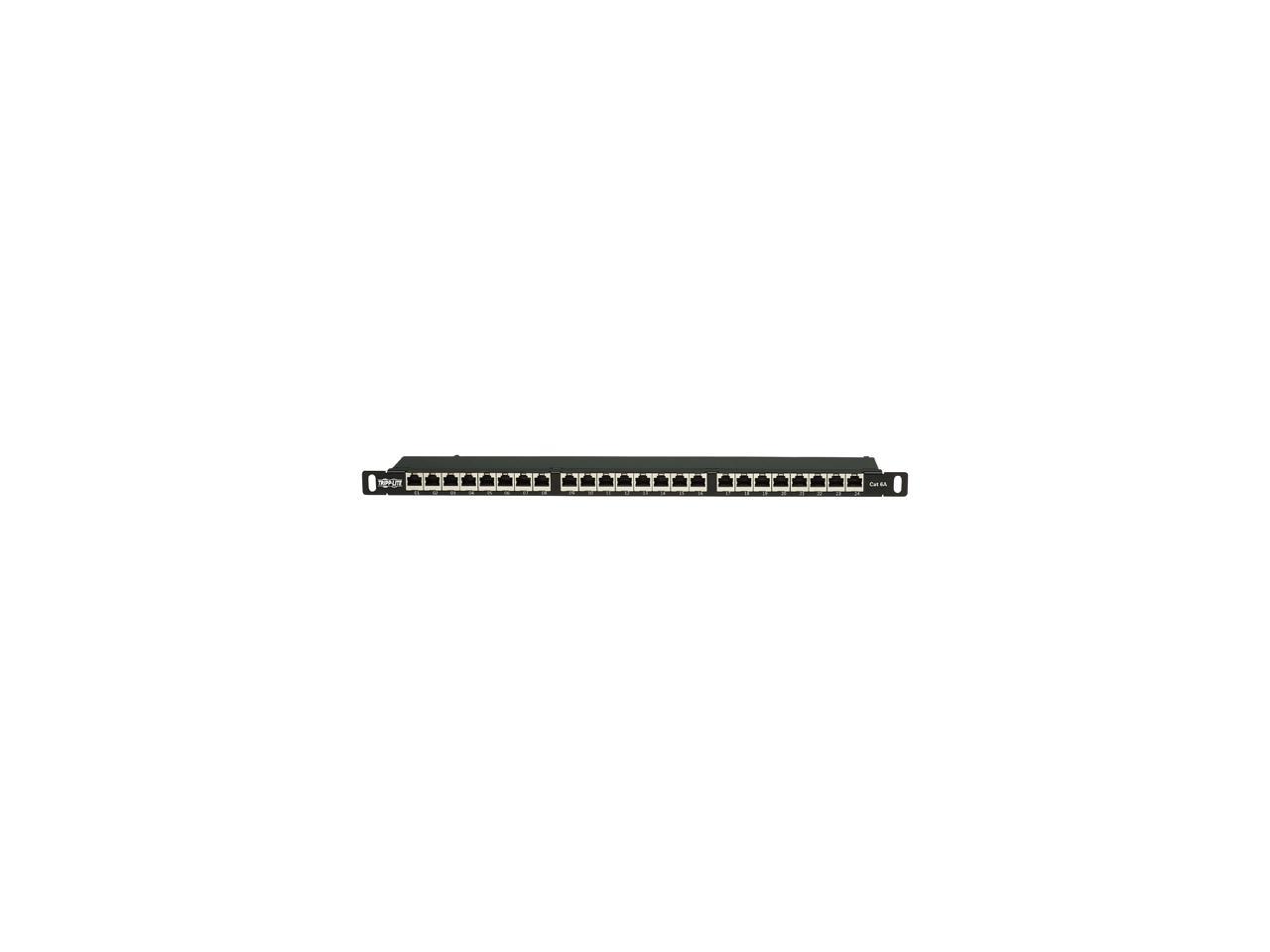 Tripp Lite Cat6a 24-Port High-Density Patch Panel - Shielded, Dual IDC, 568A/B, RJ45 Ethernet, 0.5U Rack-Mount (N252A-024-HUSHK)