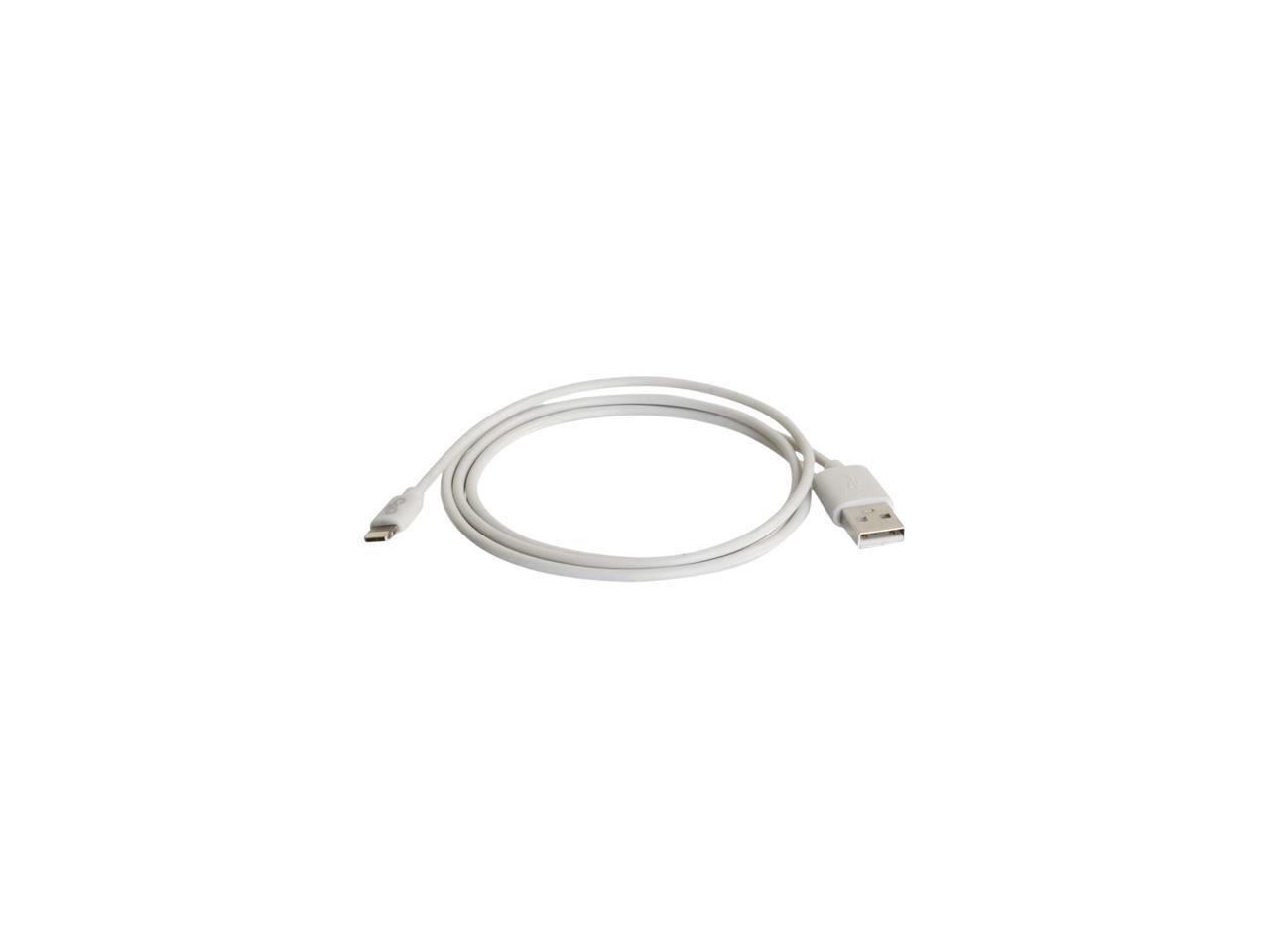 C2G 35498 1M USB A MALE TO LIGHTNING MALE SYNC AND CHARGING CABLE - WHITE (3.3FT)
