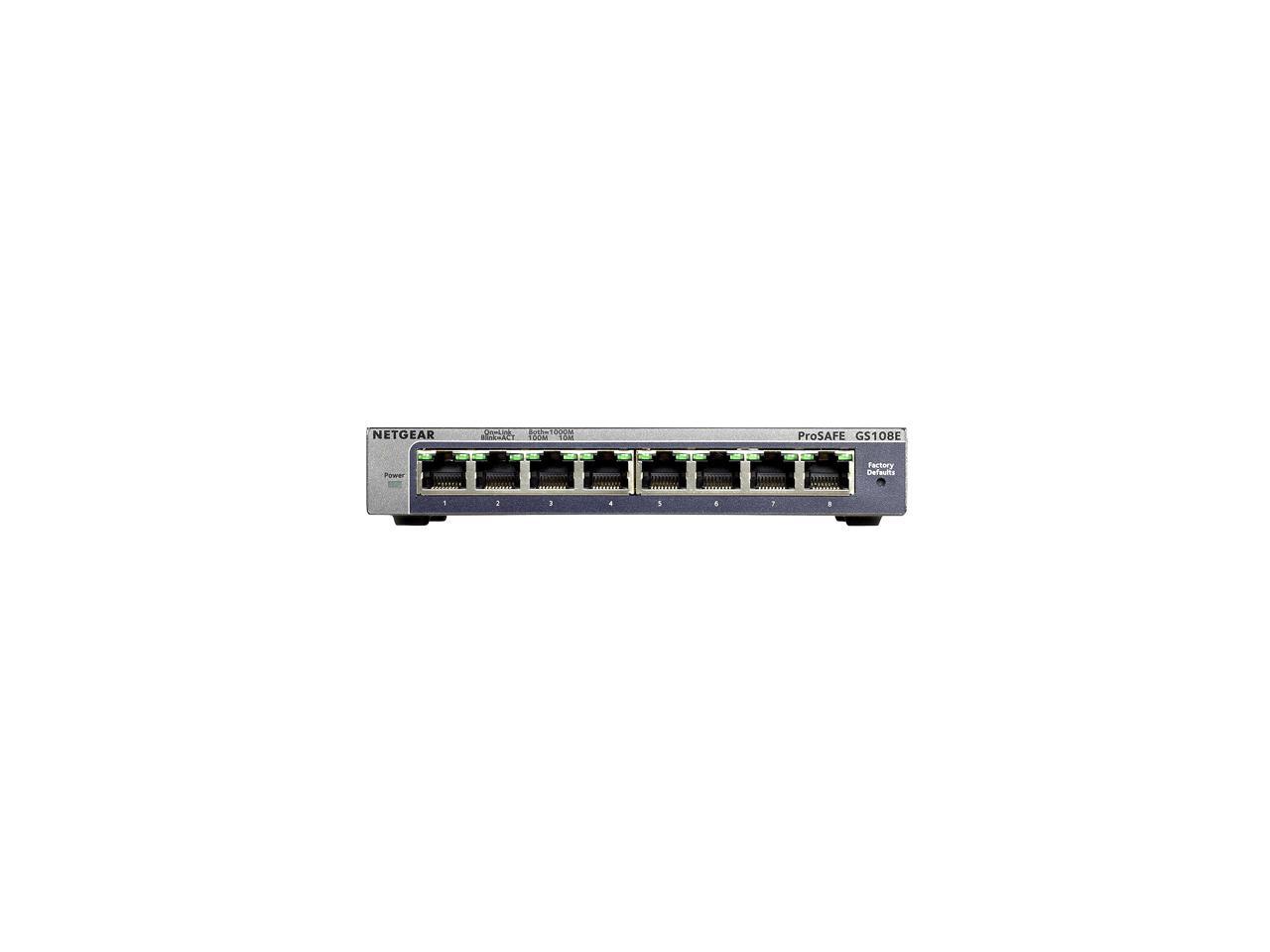NETGEAR 8-Port Gigabit Ethernet Plus Switch (GS108Ev3) - Desktop, and ProSAFE Limited Lifetime Protection